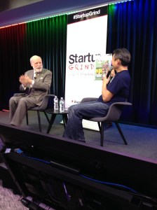 Startup Grind's Brian Park presents the Vint Cerf super hero he had made just for this occasion.
