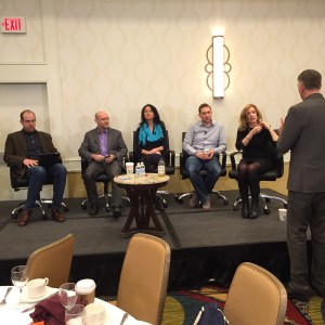 Investor Panel (LtoR) Moderator: James Quigley, Founder & CEO, Canvas; co-founder, Refraction; Todd Klein, Managing Director, Swan & Legend Venture Partners; Julia Taxin, Vice President, Grotech Ventures; Dan Mindus, Founder and CEO, Nextgen Angels; Kathryn Stewart, Managing Director, Cranbrook Capital.